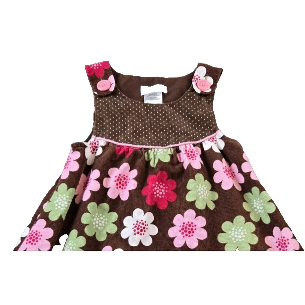 Bonnie‎ Jean Girls Floral Corduroy Jumper Dress Pockets 100% Cotton Size 6